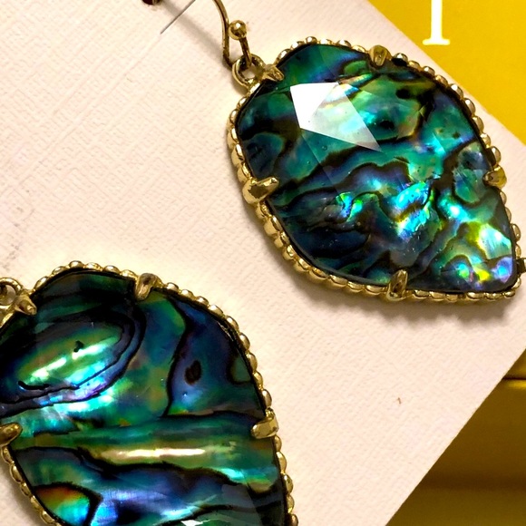 NWOT RARE & Retired Kendra Scott Corley Earrings Abalone Yellow Gold INCREDIBLE! - Picture 8 of 11